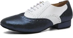 Men's Leather Round Toe Dancing Shoes for Latin Rumba Waltz Tango Performence Ballroom Dance Shoes