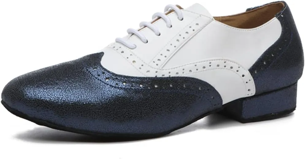 Men's Leather Round Toe Dancing Shoes for Latin Rumba Waltz Tango Performence Ballroom Dance Shoes
