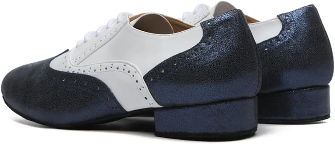 Men's Leather Round Toe Dancing Shoes for Latin Rumba Waltz Tango Performence Ballroom Dance Shoes