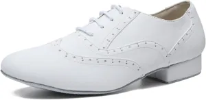 Men's Leather Round Toe Dancing Shoes for Latin Rumba Waltz Tango Performence Ballroom Dance Shoes