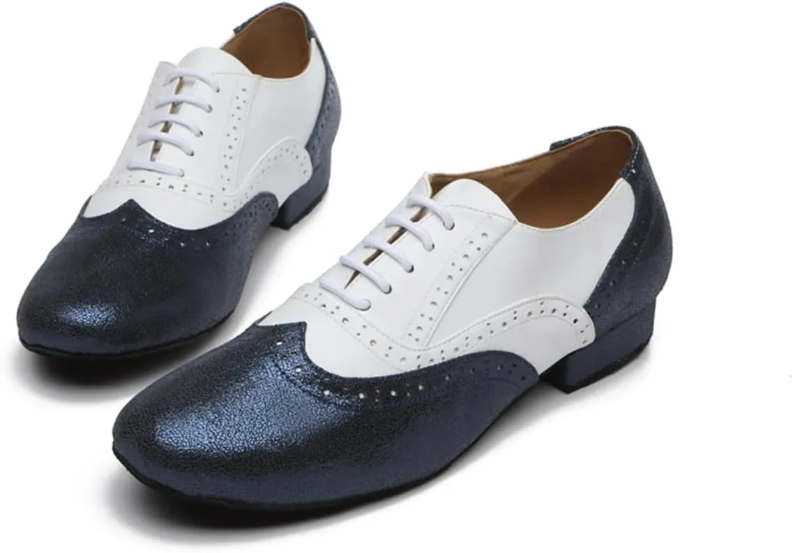 Men's Leather Round Toe Dancing Shoes for Latin Rumba Waltz Tango Performence Ballroom Dance Shoes