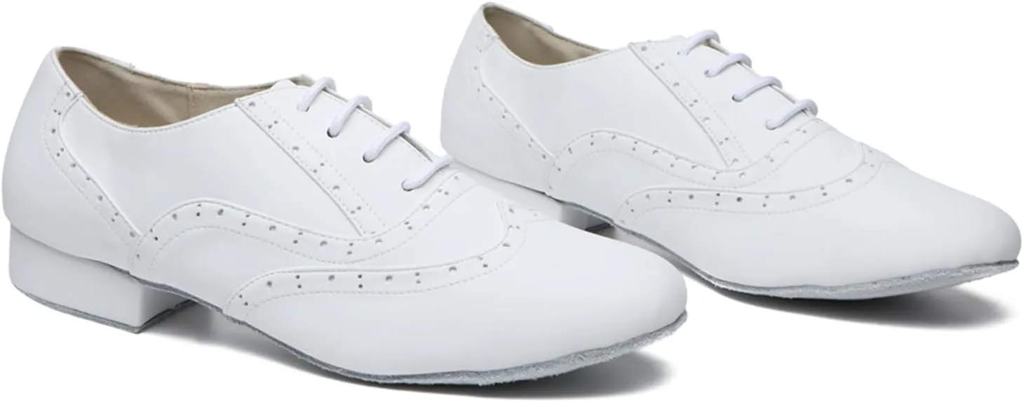 Men's Leather Round Toe Dancing Shoes for Latin Rumba Waltz Tango Performence Ballroom Dance Shoes