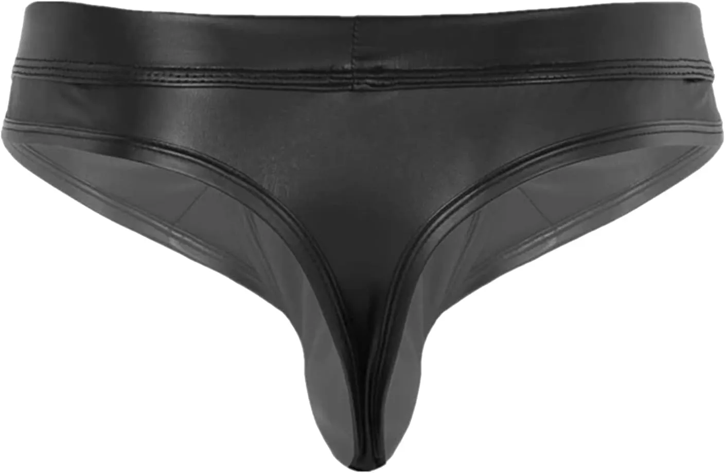 Men's Sexy Faux Leather Shorts Pants Low Rise Ultra Soft Erotic Clubwear Button Removable Pouch Fun Trunks Lingerie
