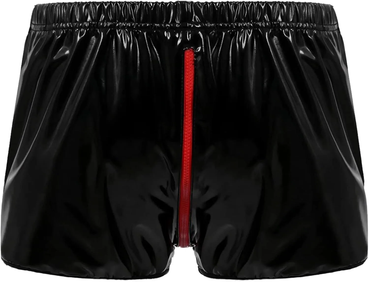 Men's Sexy Faux Leather Shorts Pants Low Rise Ultra Soft Erotic Clubwear Button Removable Pouch Fun Trunks Lingerie