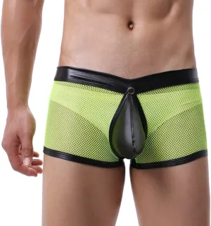 Men's Sexy Open Front Ring Boxer Briefs Hollow Pouch Trunks Underwear Cut Out Bikini Trunks Men's Undie