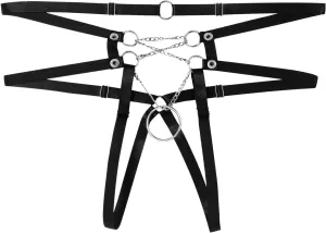 Men's Sexy Open Front Thong Underwear, O-Ring Linked Thong G-String Lingerie