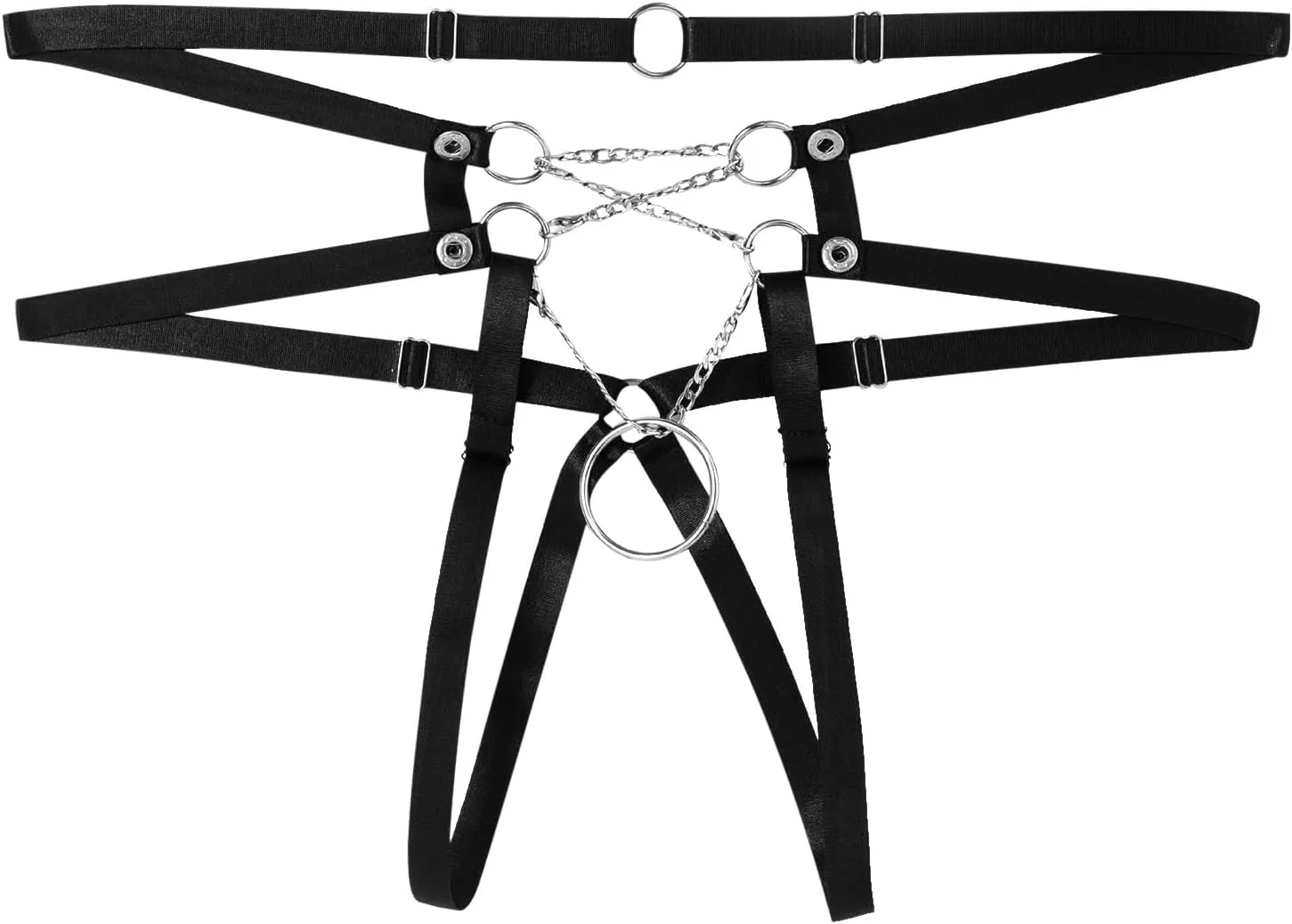 Men's Sexy Open Front Thong Underwear, O-Ring Linked Thong G-String Lingerie