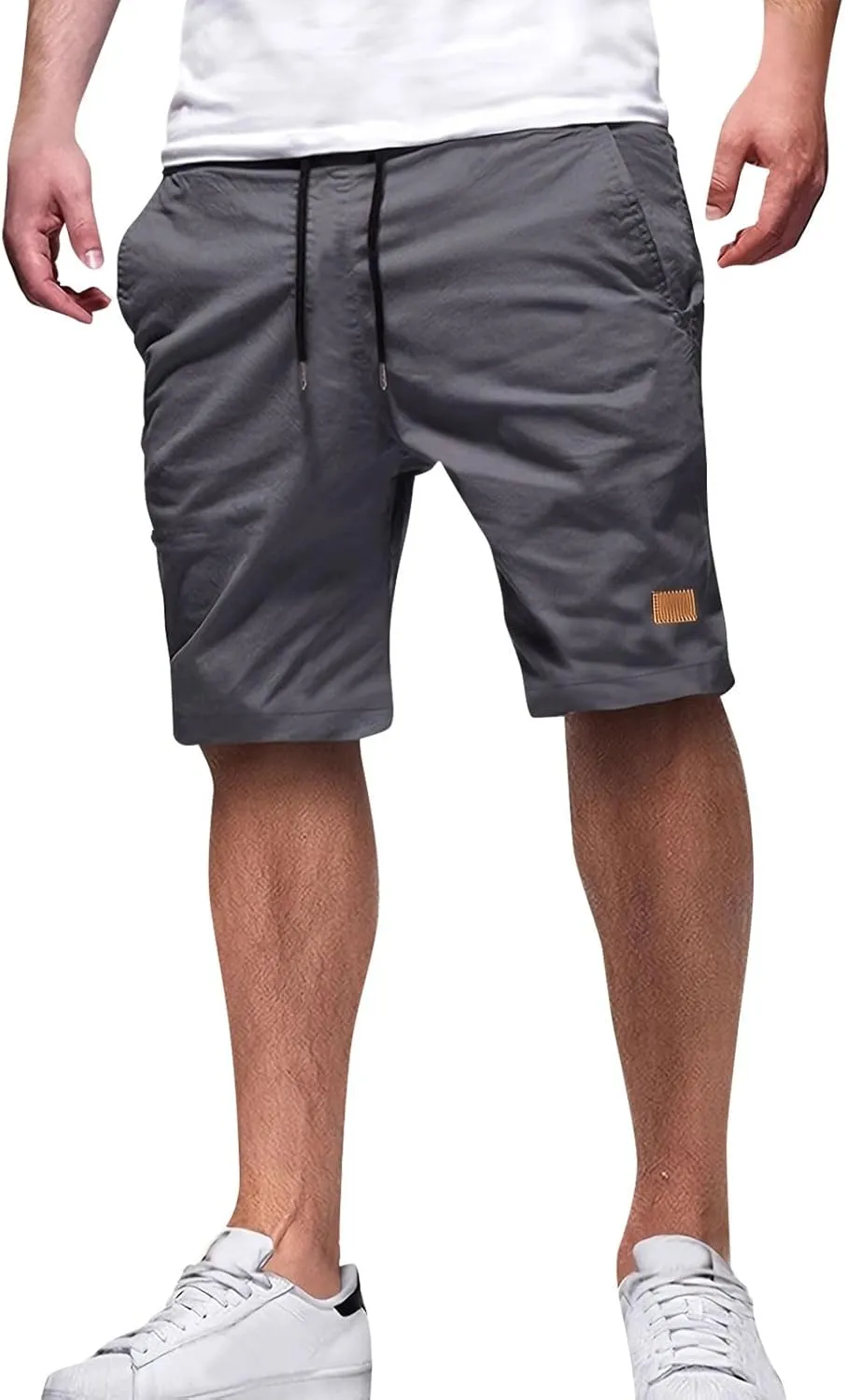 Mens Shorts - Casual Drawstring Summer Beach Stretch Twill Chino Golf Shorts