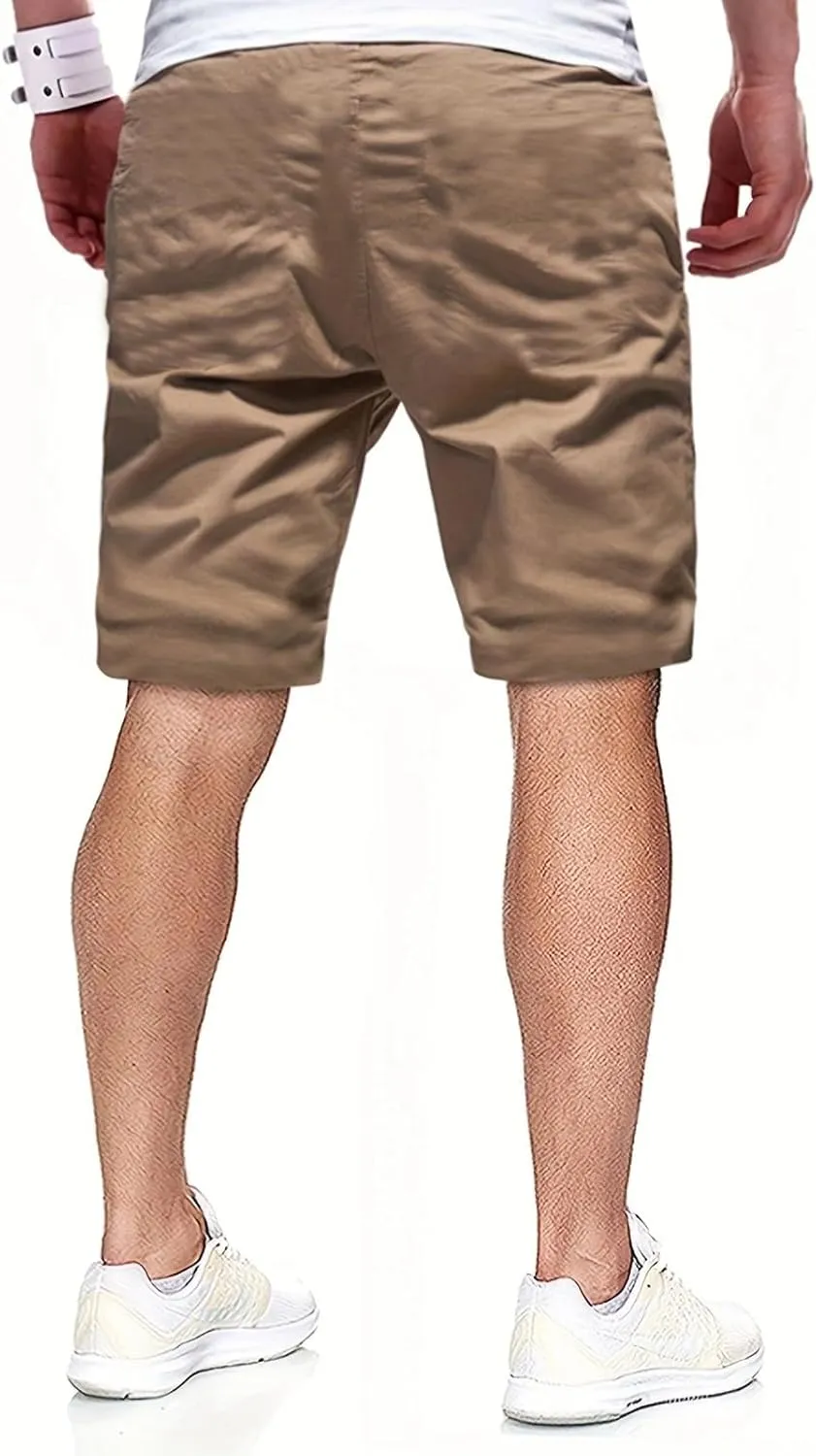 Mens Shorts - Casual Drawstring Summer Beach Stretch Twill Chino Golf Shorts