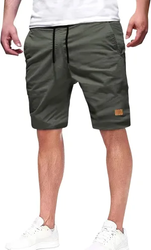 Mens Shorts - Casual Drawstring Summer Beach Stretch Twill Chino Golf Shorts