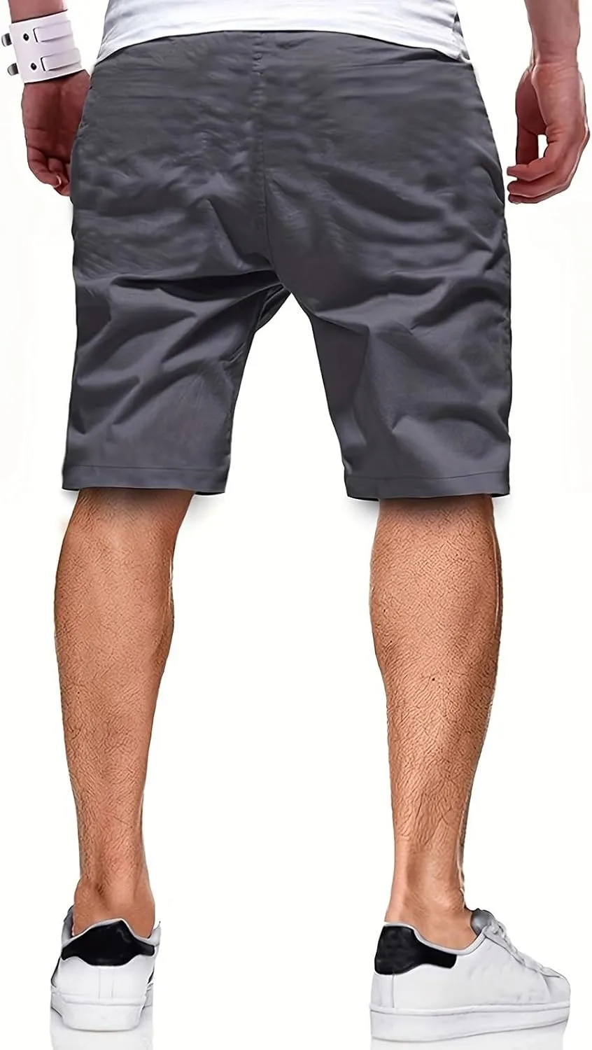 Mens Shorts - Casual Drawstring Summer Beach Stretch Twill Chino Golf Shorts