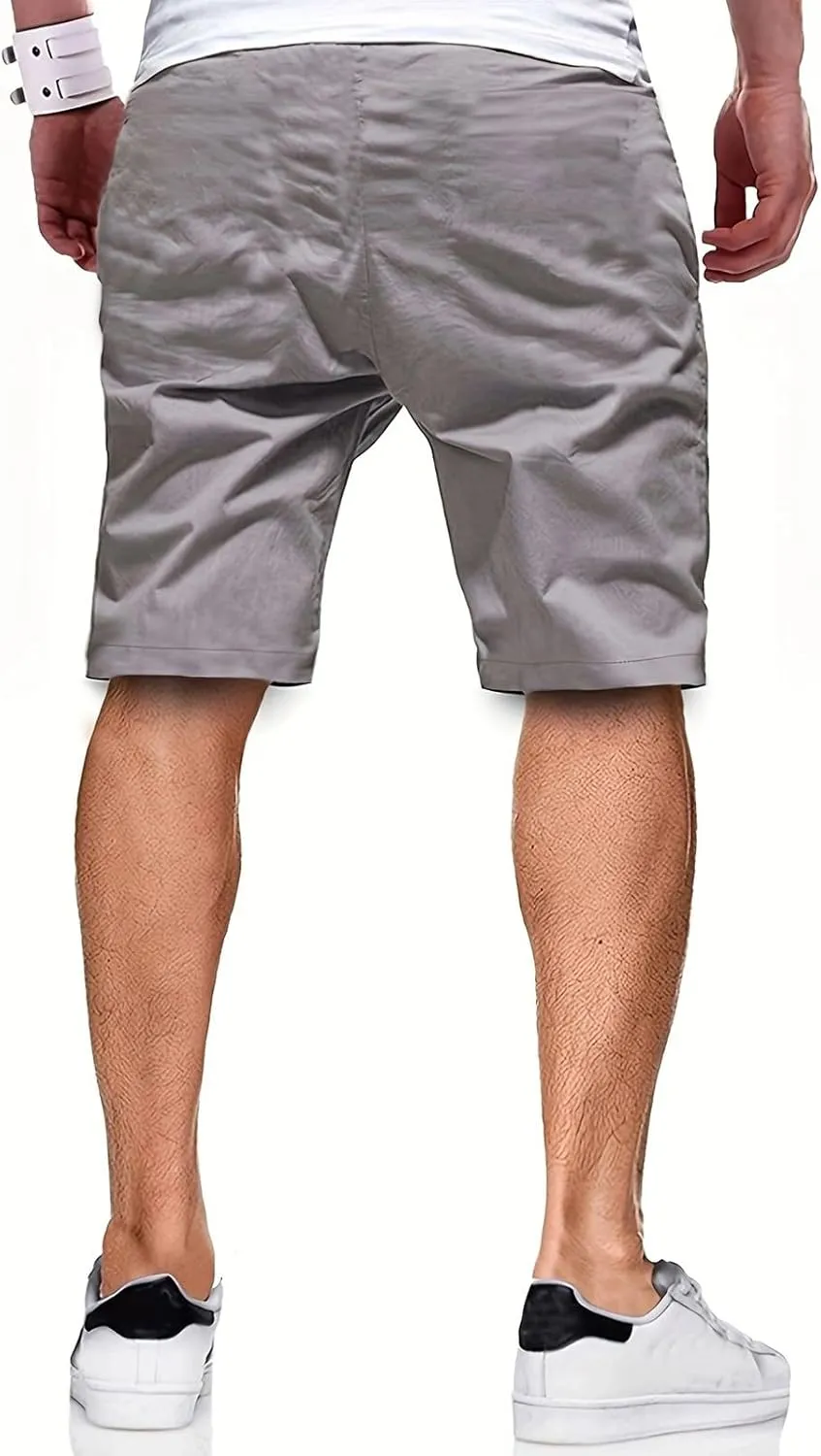 Mens Shorts - Casual Drawstring Summer Beach Stretch Twill Chino Golf Shorts
