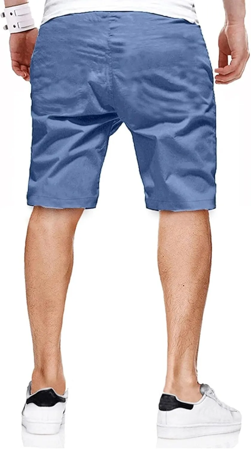 Mens Shorts - Casual Drawstring Summer Beach Stretch Twill Chino Golf Shorts