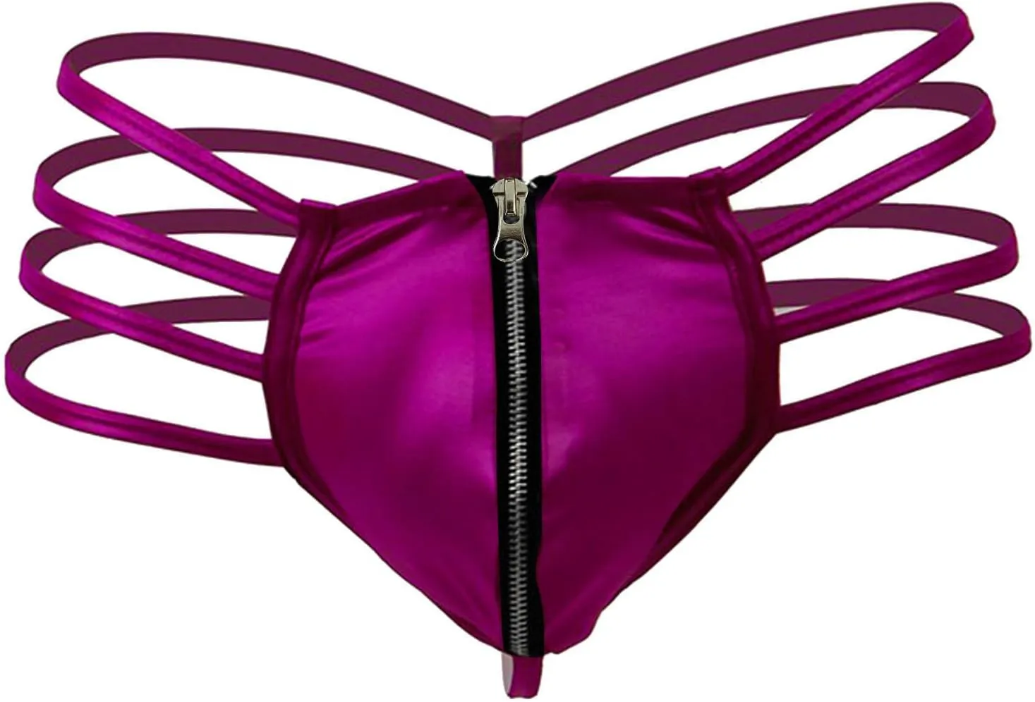 Men's Underwear Faux Leather Thong Underwear G-String Men's Sexy Leather G-String Thong Underwear Swimwear Hot Pink