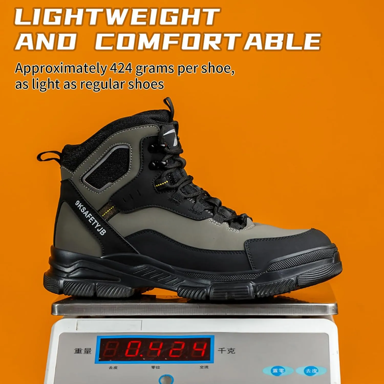 Mens Work Boots Steel Toe Boots for Men PU Leather Rubber Sole No Slip Waterproof Shoes Industrial & Construction Safety Boots