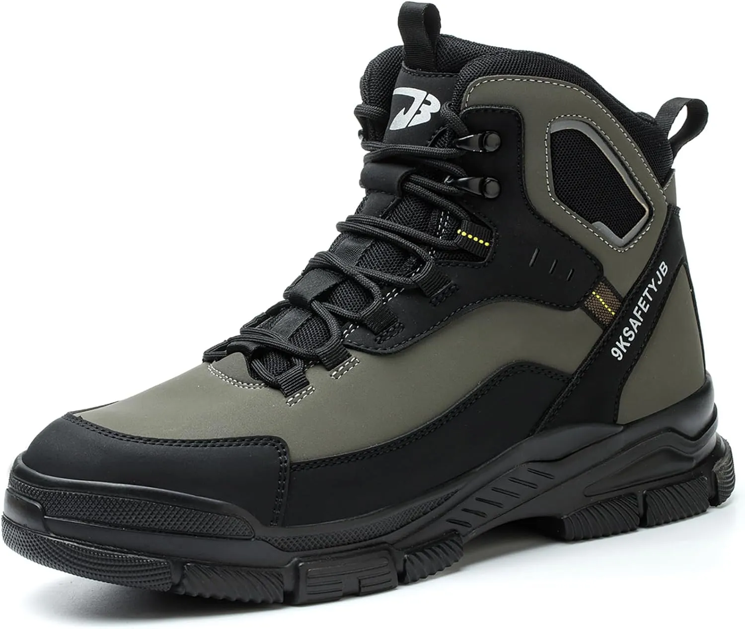 Mens Work Boots Steel Toe Boots for Men PU Leather Rubber Sole No Slip Waterproof Shoes Industrial & Construction Safety Boots
