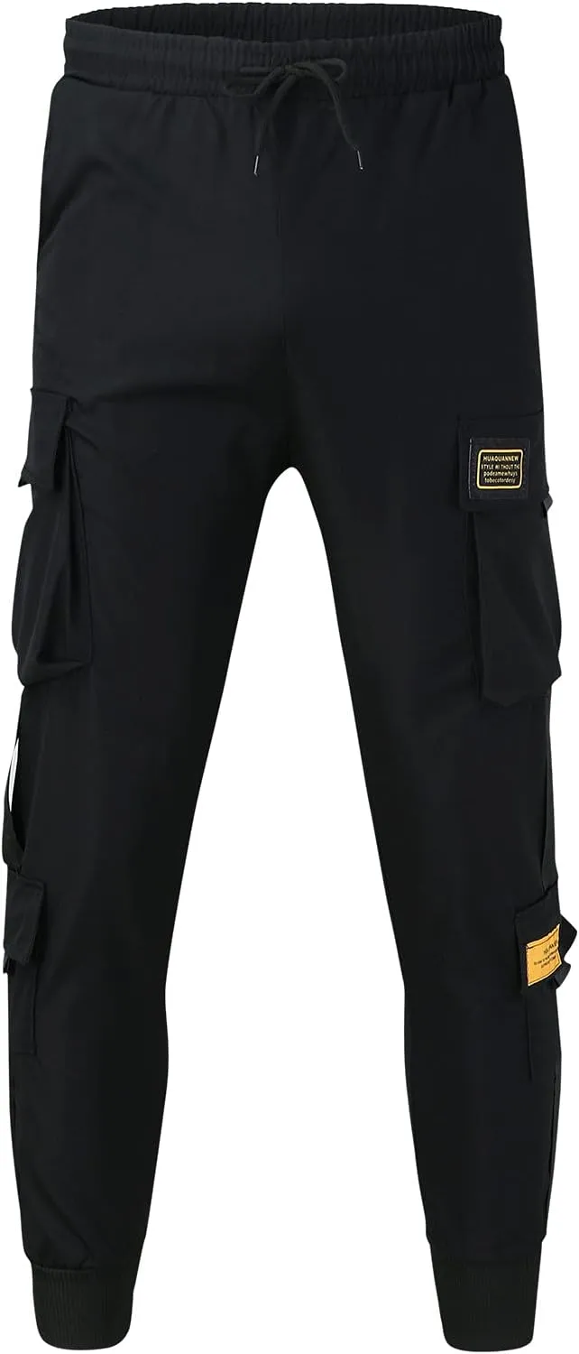 Mens Workout Cargo Sweatpants Cargo Pull On Pants Men's Joggers Pants Athletic Mens Cotton Linen Pants Drawstring