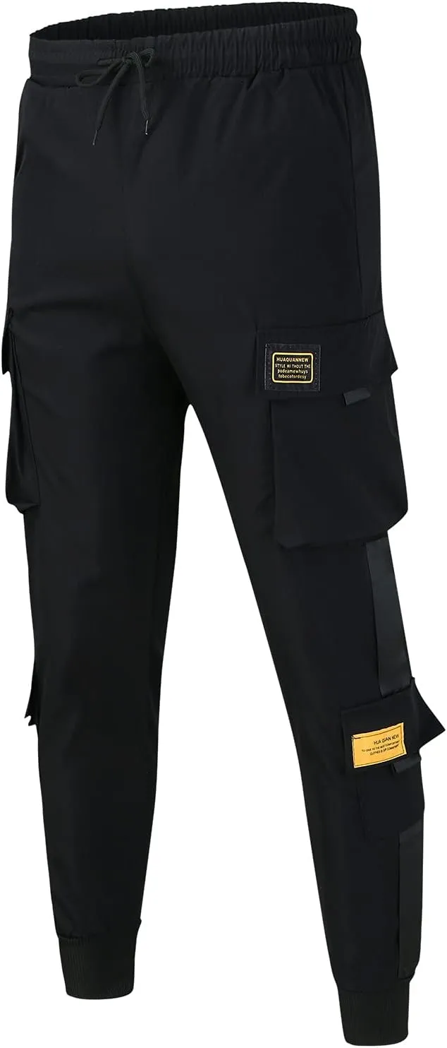 Mens Workout Cargo Sweatpants Cargo Pull On Pants Men's Joggers Pants Athletic Mens Cotton Linen Pants Drawstring