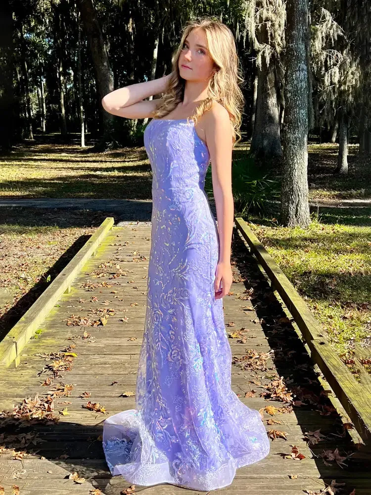 Mermaid Bateau Sleeveless Lace Up Sparkly Appliques Party Prom Dress