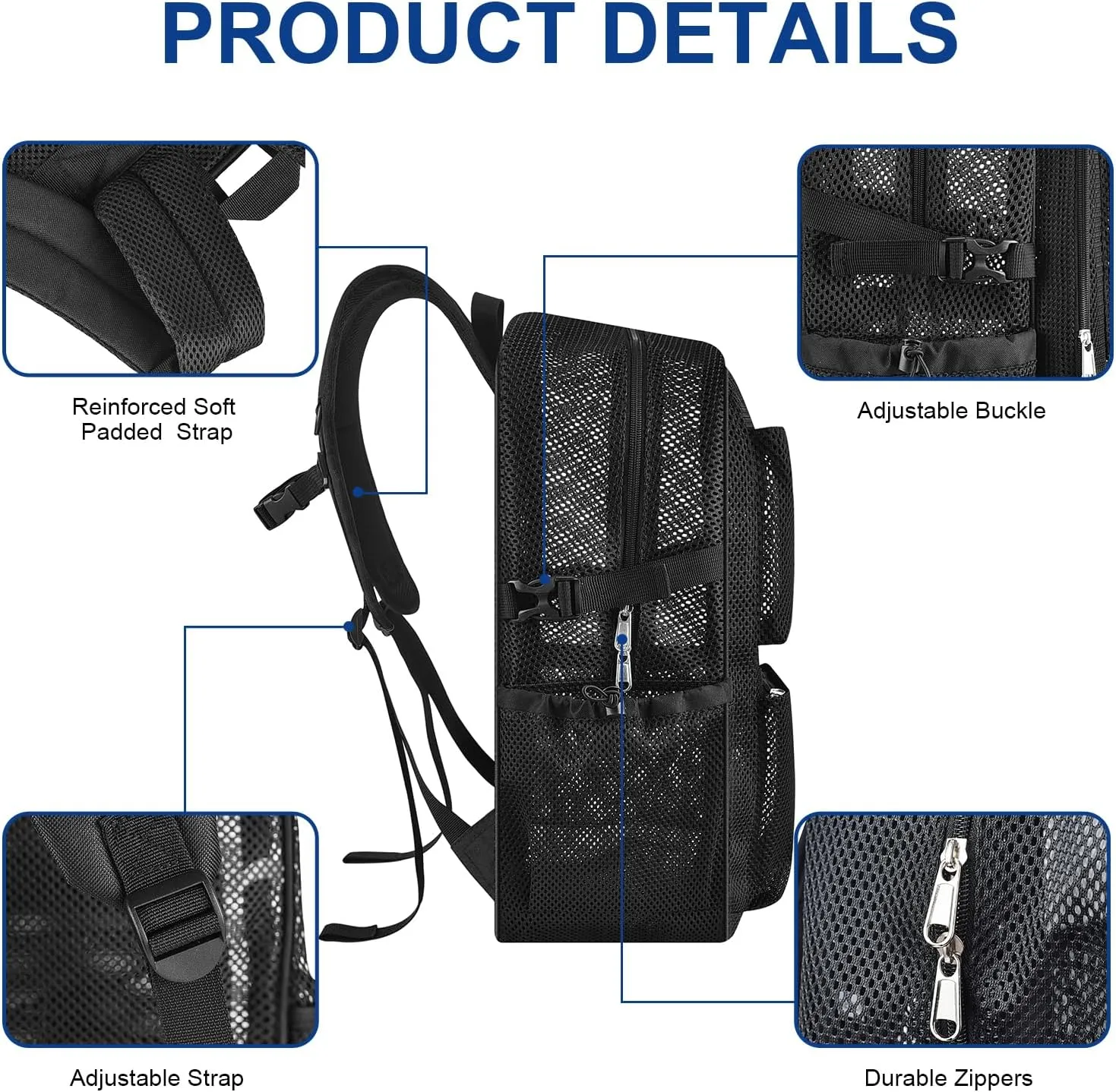 Mesh Backpack for School, 30L Lager Heavy Duty Mesh Backpacks for Adults Girls Boys Kids with Inner Laptop Compartment, Heavy Duty Mesh Schoolbag for Outdoor Hiking Beach