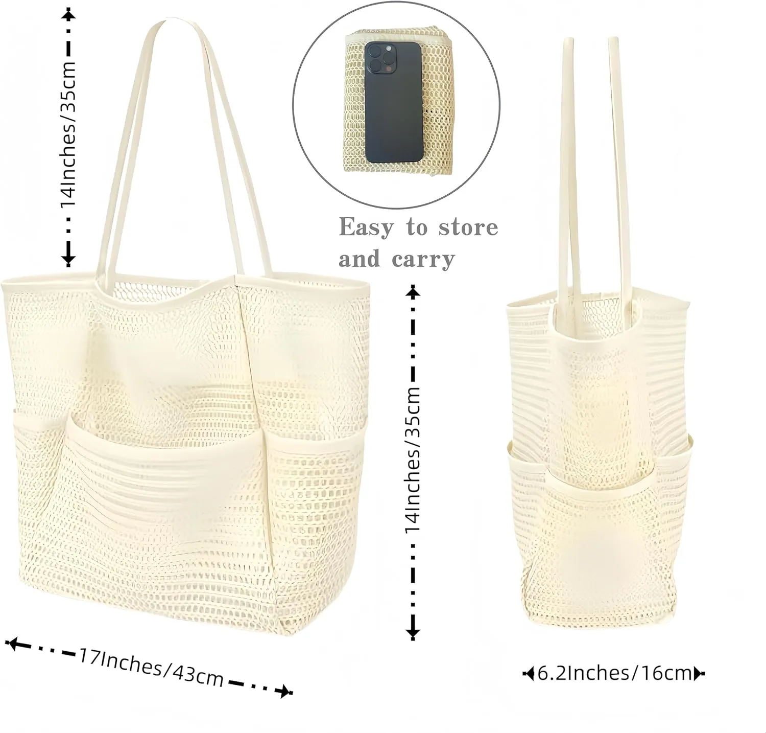 Mesh Beach BagBeach Tote Bags for Women Large Foldable Mesh Swimming Pool Travel Bags for/Travel/Vacation