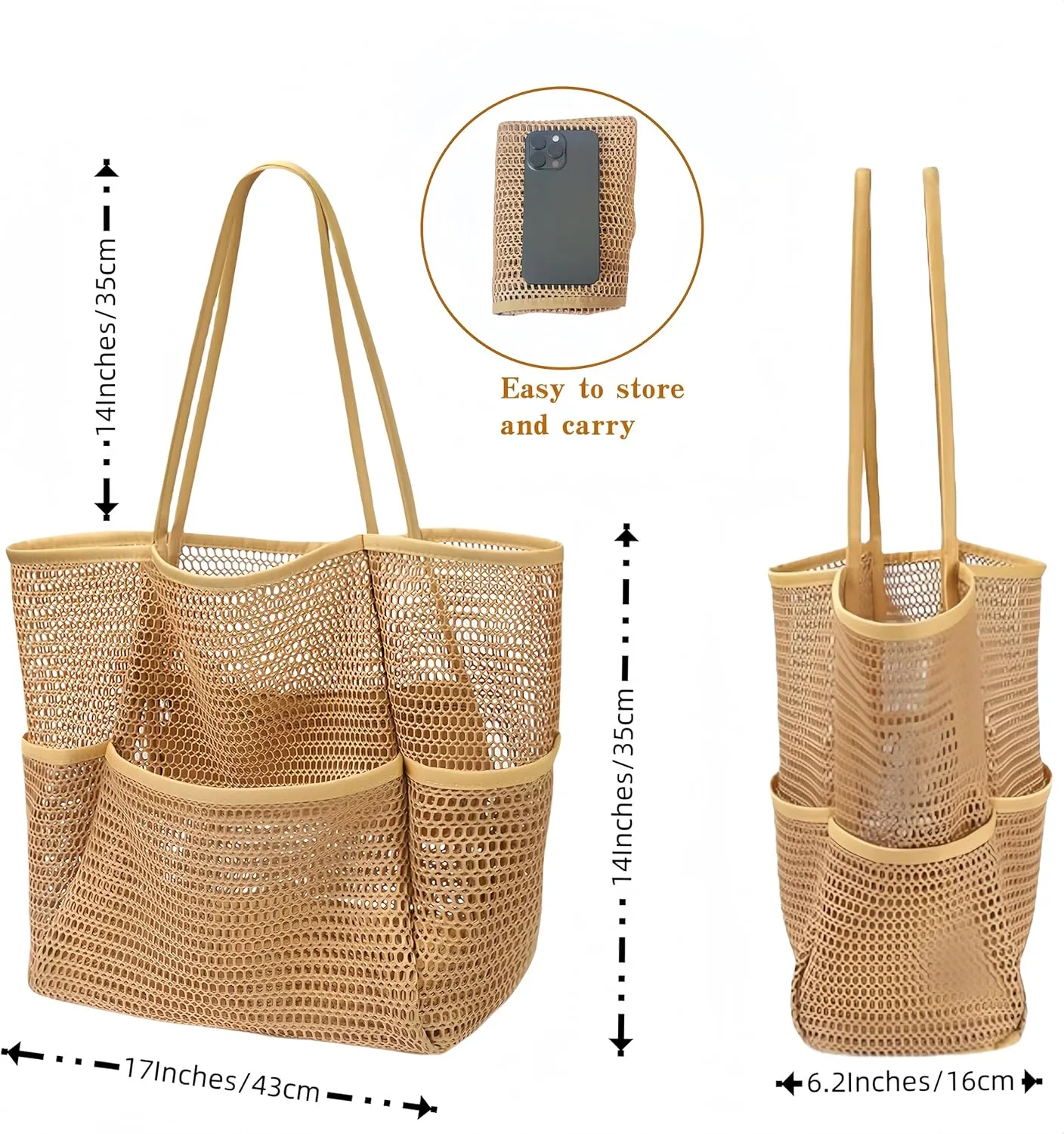 Mesh Beach BagBeach Tote Bags for Women Large Foldable Mesh Swimming Pool Travel Bags for/Travel/Vacation