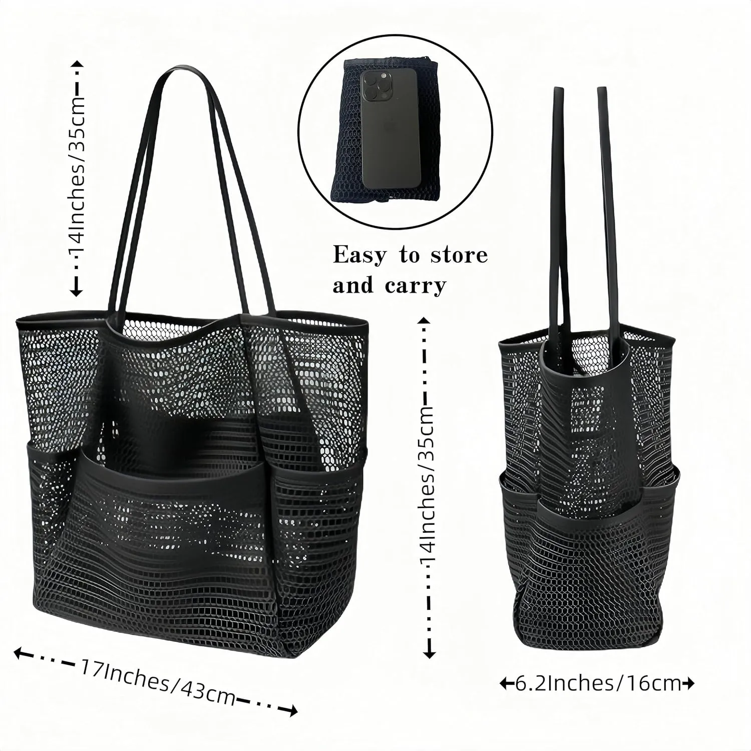 Mesh Beach BagBeach Tote Bags for Women Large Foldable Mesh Swimming Pool Travel Bags for/Travel/Vacation