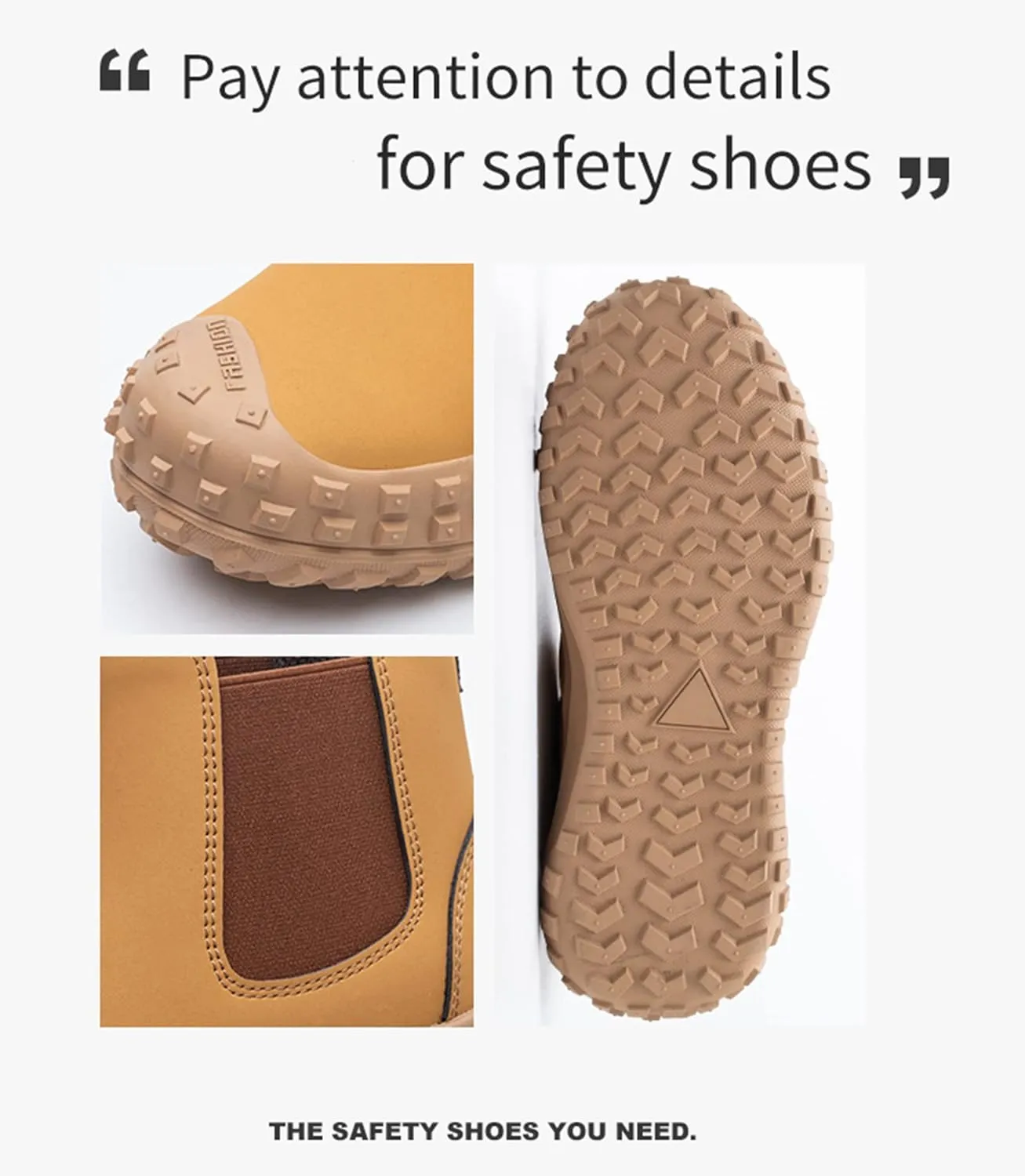Micoklinlin Steel Toe Boots for Men Waterproof Work Chelsea Boots Fashion Anti-Slip Safety Shoes Slip on Leather Boots