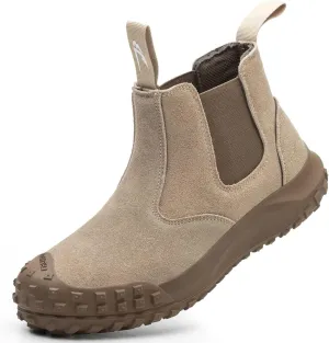 Micoklinlin Steel Toe Boots for Men Waterproof Work Chelsea Boots Fashion Anti-Slip Safety Shoes Slip on Leather Boots