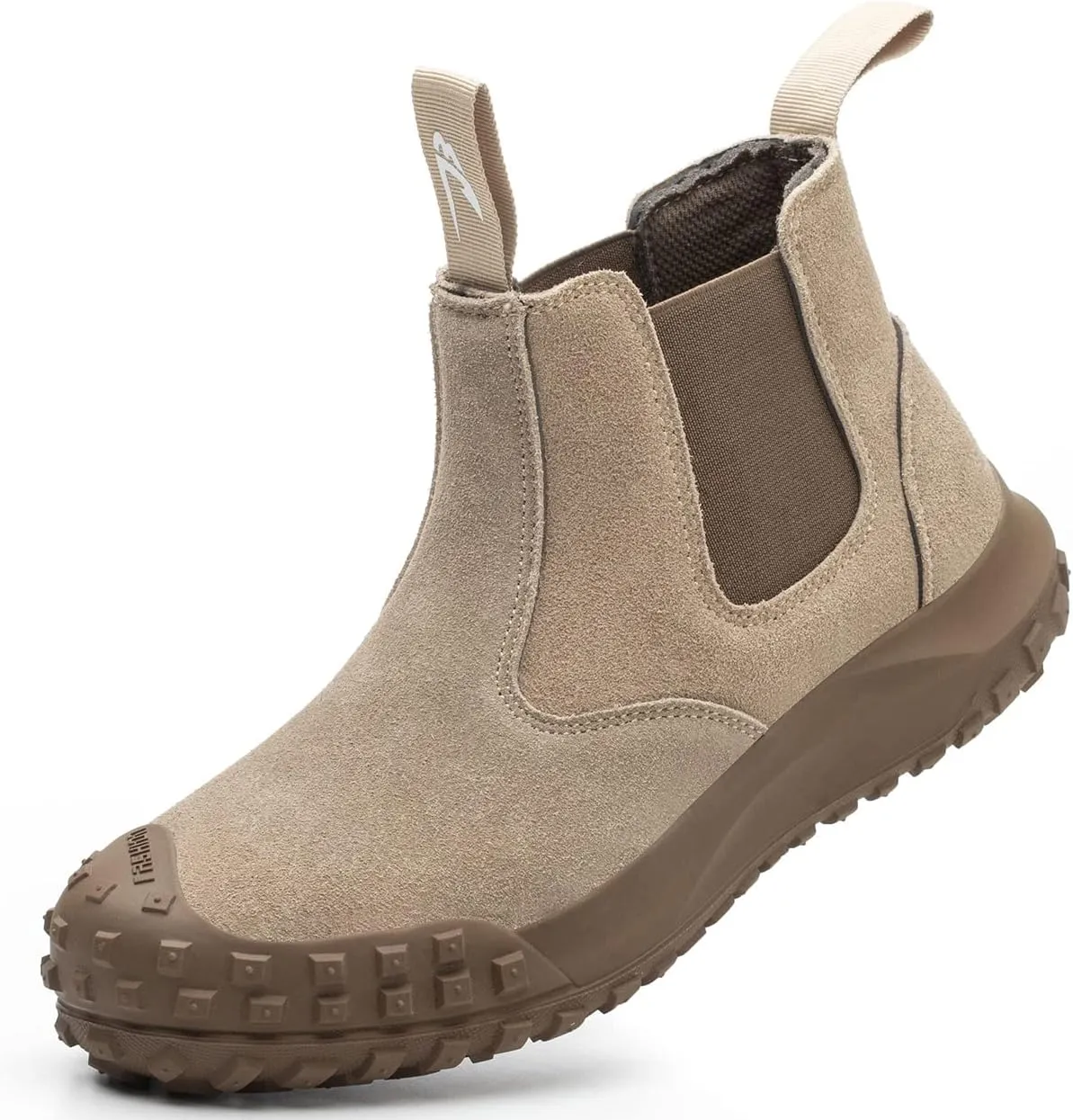 Micoklinlin Steel Toe Boots for Men Waterproof Work Chelsea Boots Fashion Anti-Slip Safety Shoes Slip on Leather Boots