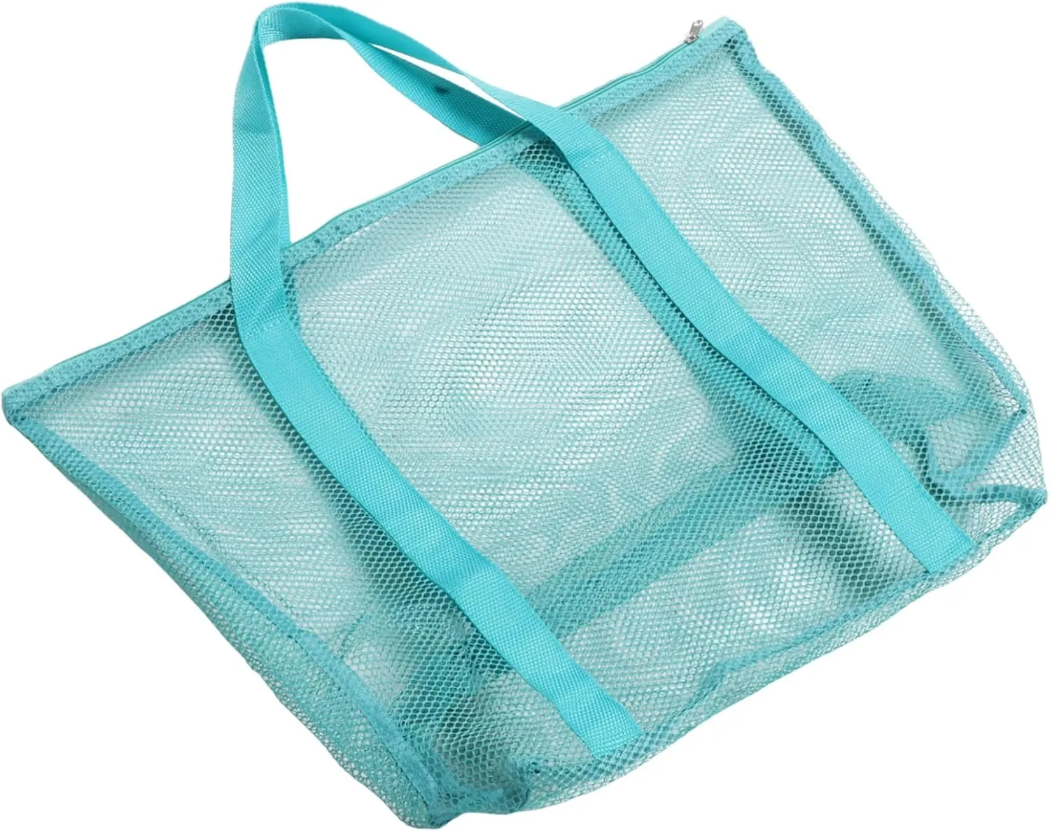 Mikinona Foldable Mesh Beach Tote Large Tote Bag for Women Zipper Mesh Backpack for Toiletry Cruise Beach Pouch