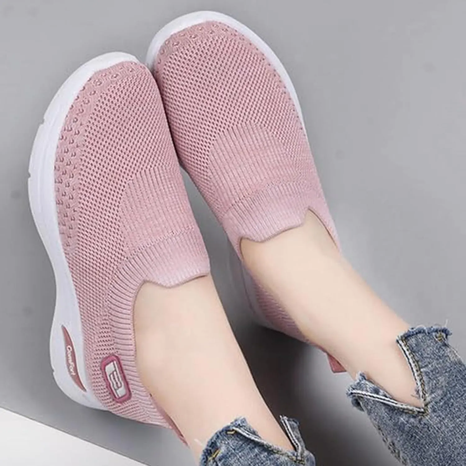 Mmoneyake Womens Slip On Walking Shoes Slip On Casual Mesh-Comfortable Tennis Workout Sneakers Comfort Lightweight Breathable Sock Shoe Non-Slip Mesh Casual Fashion Tennis Running Sneakers