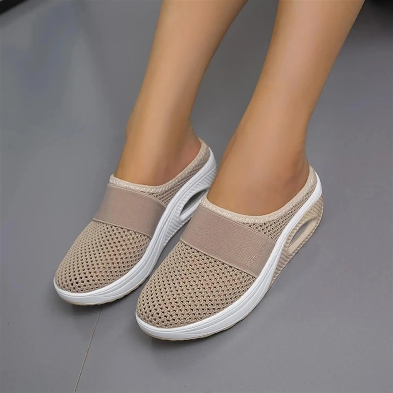 Mules for Women 2025 Breathable Comfort Wide Width Women's Air Cushion Slip On Walking Shoes Orthopedic Diabetic Walking Shoes Closed Toe Breathable Slippers Mesh Orthopedic Diabetic Walking Shoe
