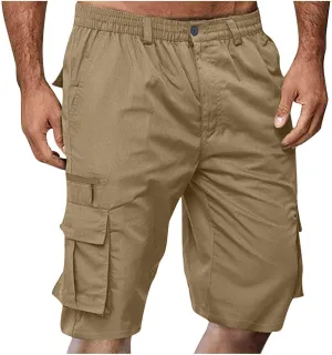 Muscularfit Tactical Shorts for Men 2024 Casual Multi Pockets Elastic Waist Chino Cargo Shorts Summer Athletic Beach Shorts
