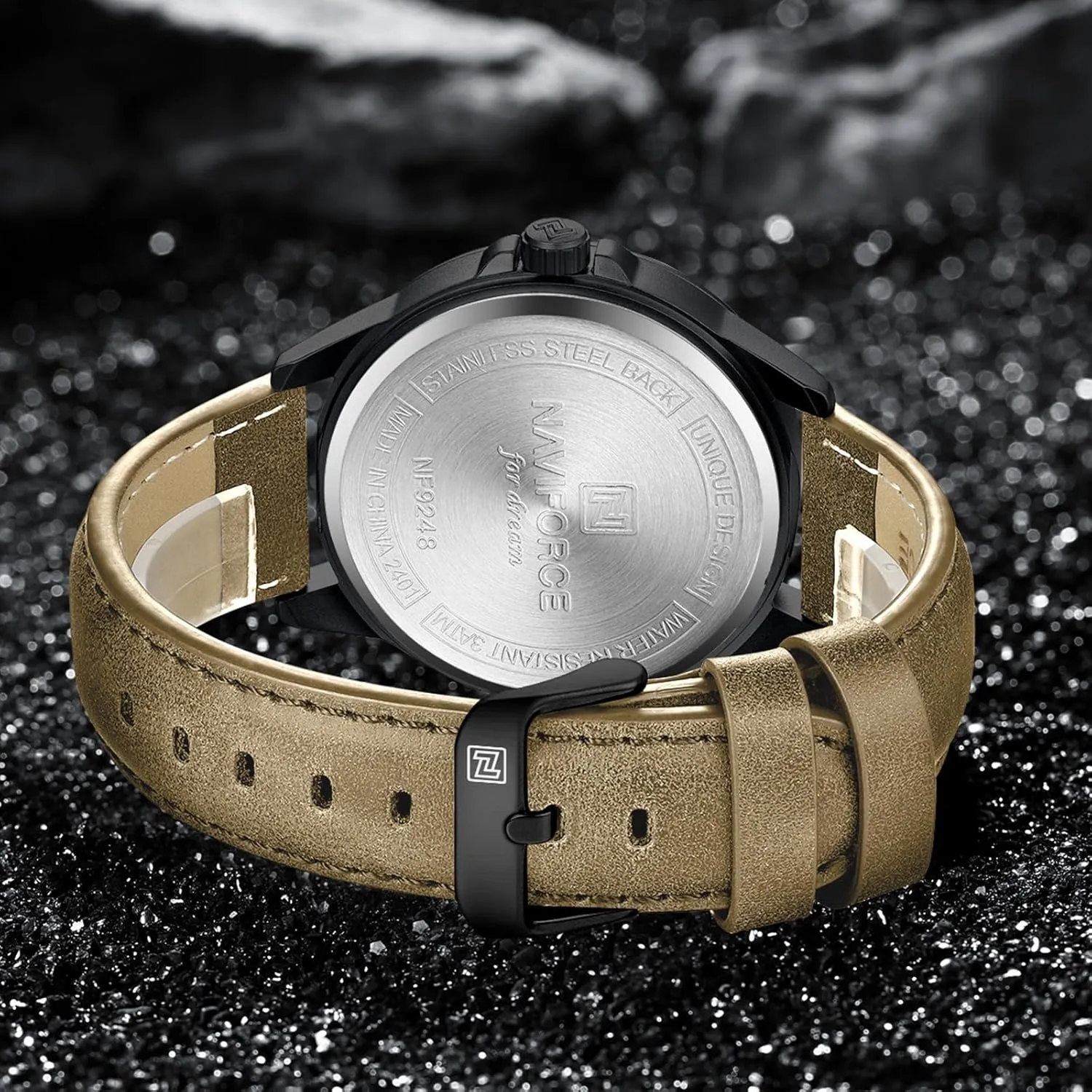 NAVIFORCE Mens Minimalist Waterproof Quartz Leather Strap Watches with Auto Date