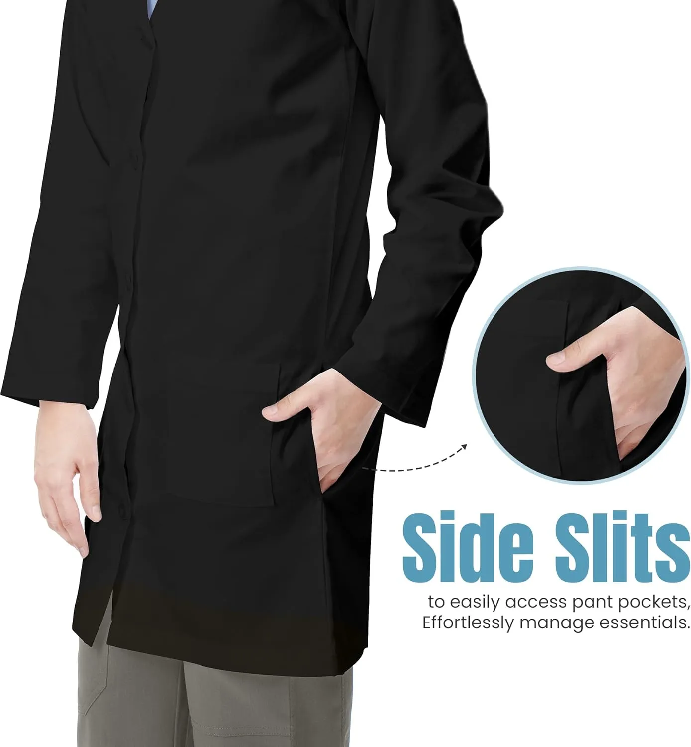 NY Threads Professional Lab Coat for Men Long Sleeve Medical Coat