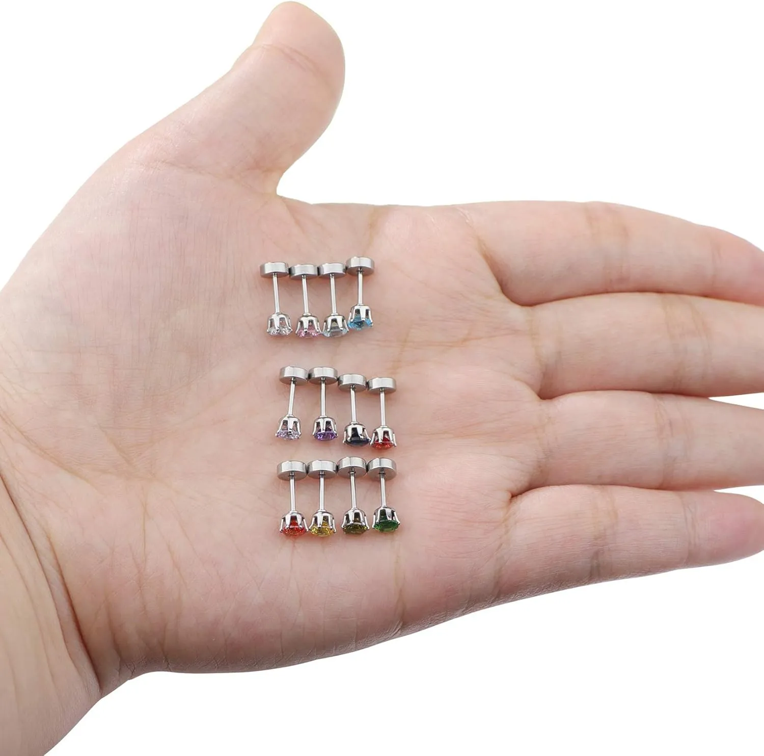 ORAZIO CZ Stud Earrings for Women Men Stainless Steel Cubic Zirconia Screwback Earrings Set