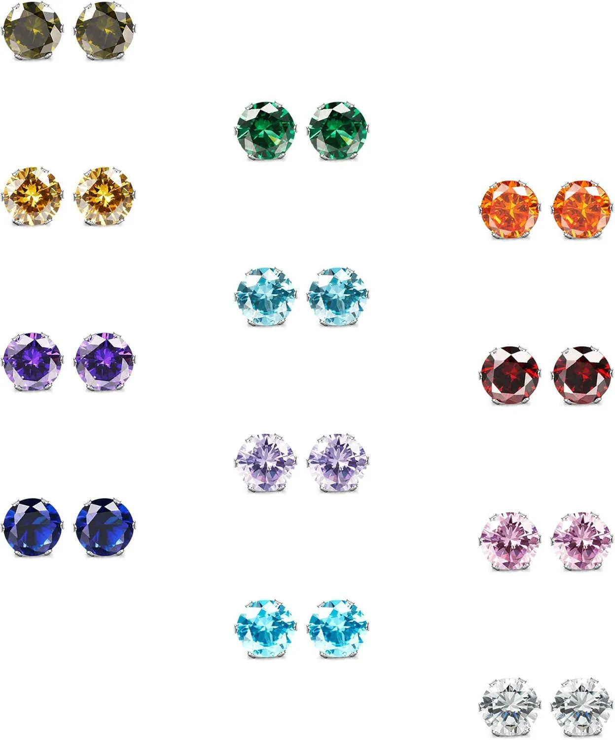 ORAZIO CZ Stud Earrings for Women Men Stainless Steel Cubic Zirconia Screwback Earrings Set