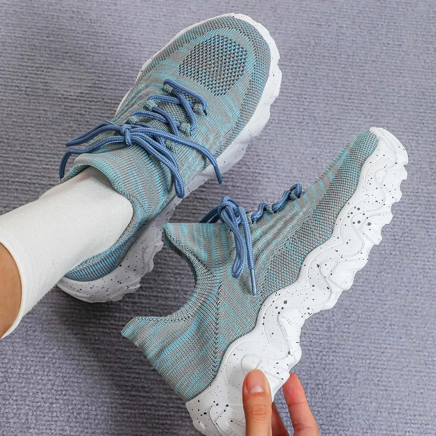 Ortho Pro Shoes for Women Wide Width Mesh Lace Lightweight Low-Cut Sneakers Comfortable Ankle Socks Non Slip Walking Sneakers Mesh Orthopedic Breathable Shoes