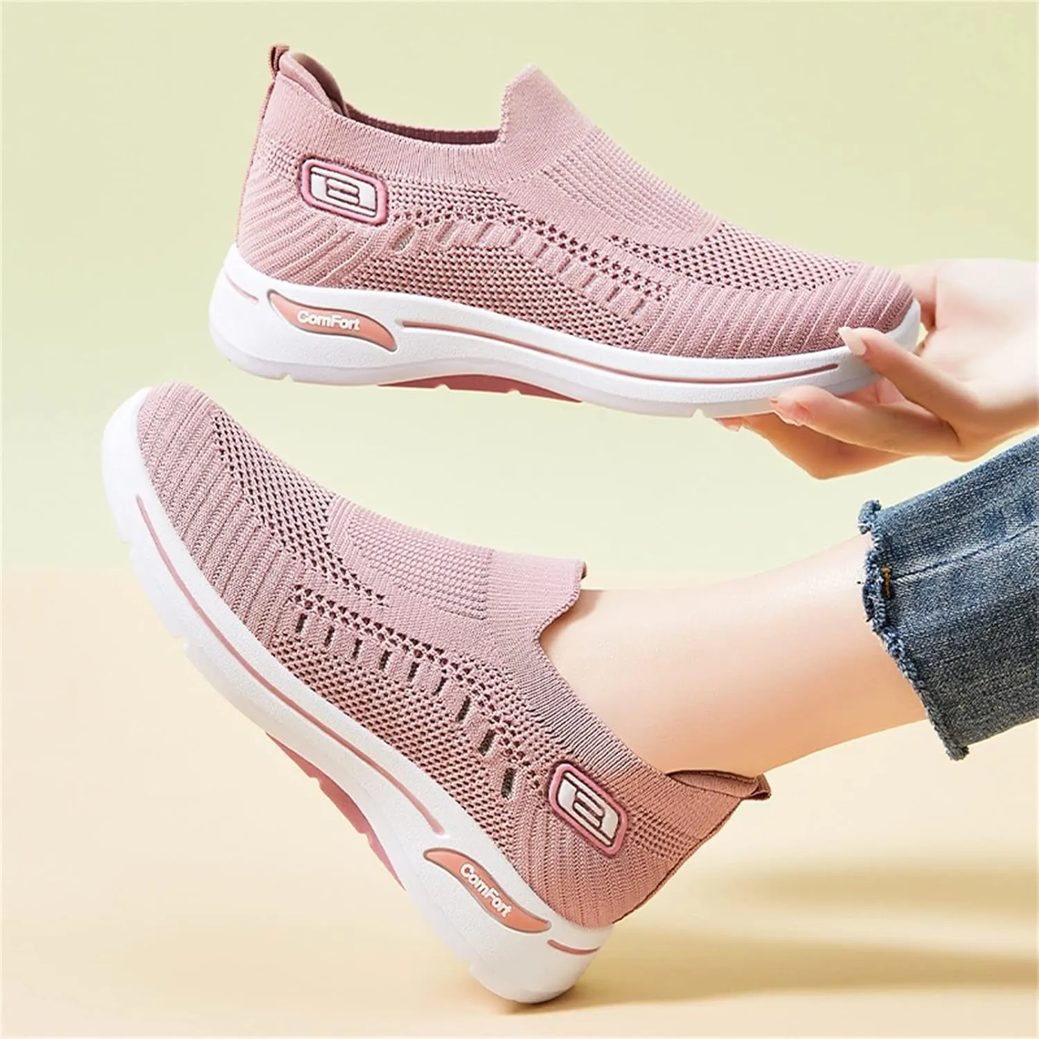 Orthopedic Shoes for Women Breathable Mesh Lightweight Mesh Casual Fashion Sneakers Wide Slip-on Tennis Shoes