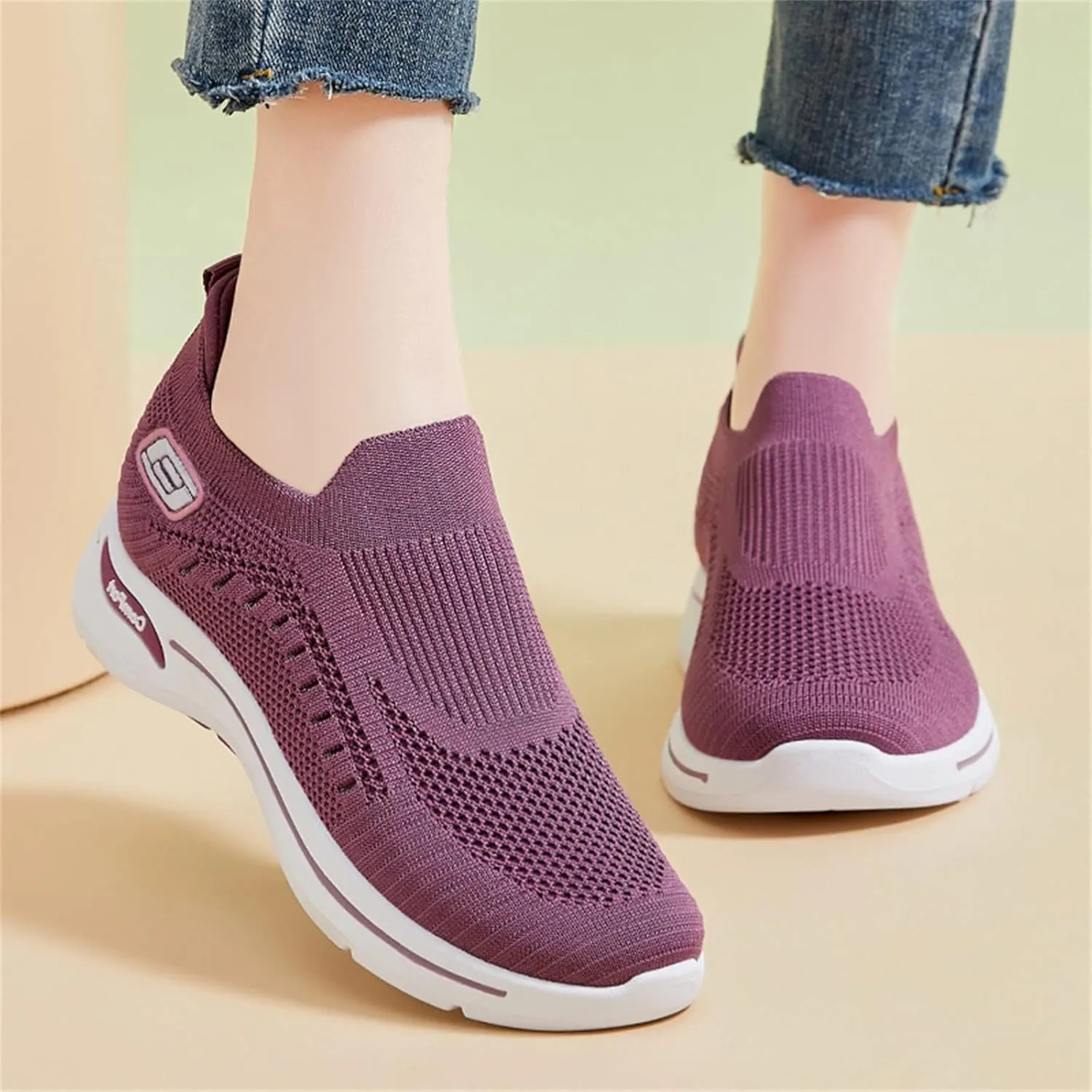 Orthopedic Shoes for Women Breathable Mesh Lightweight Mesh Casual Fashion Sneakers Wide Slip-on Tennis Shoes