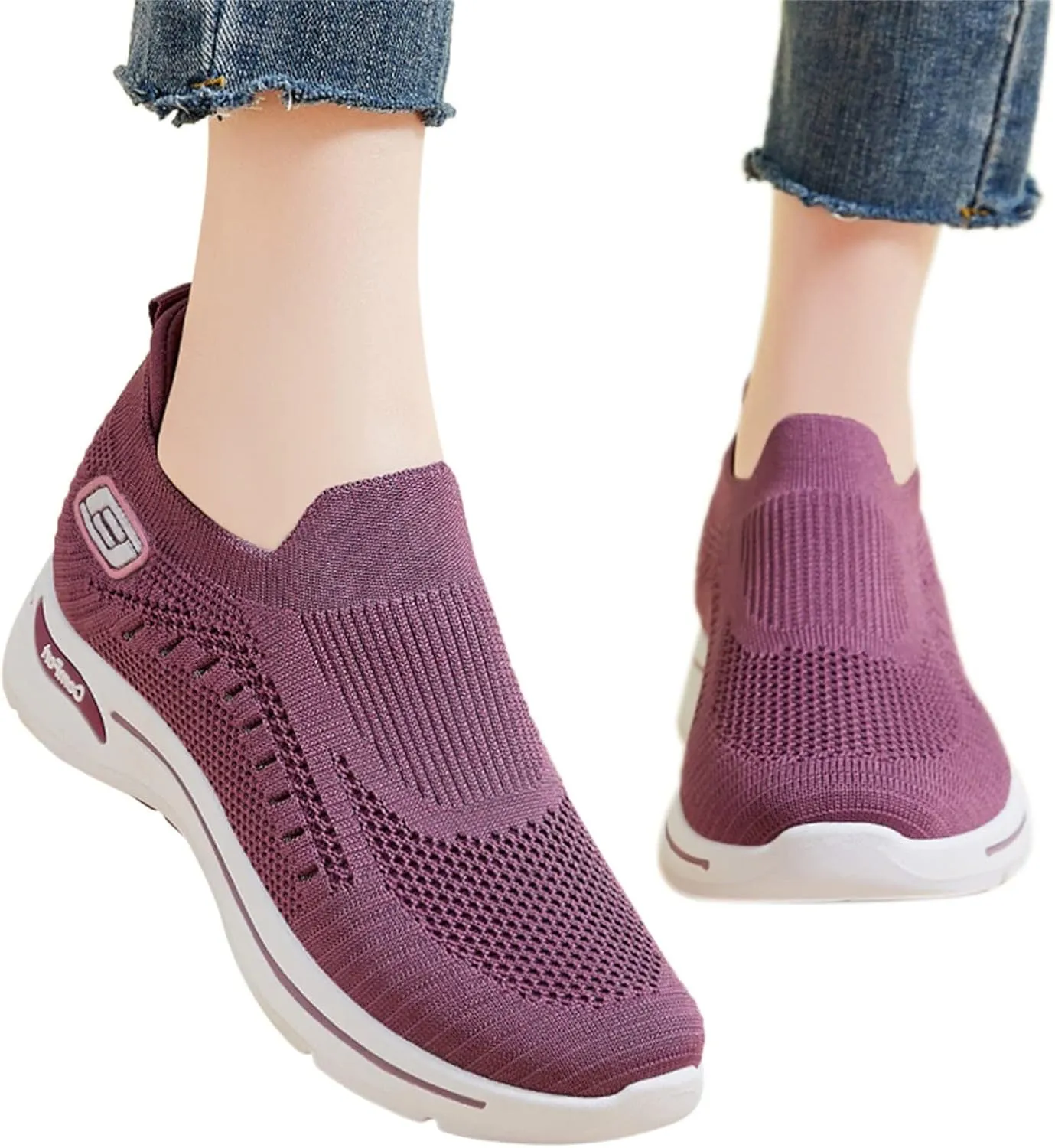 Orthopedic Shoes for Women Breathable Mesh Lightweight Mesh Casual Fashion Sneakers Wide Slip-on Tennis Shoes
