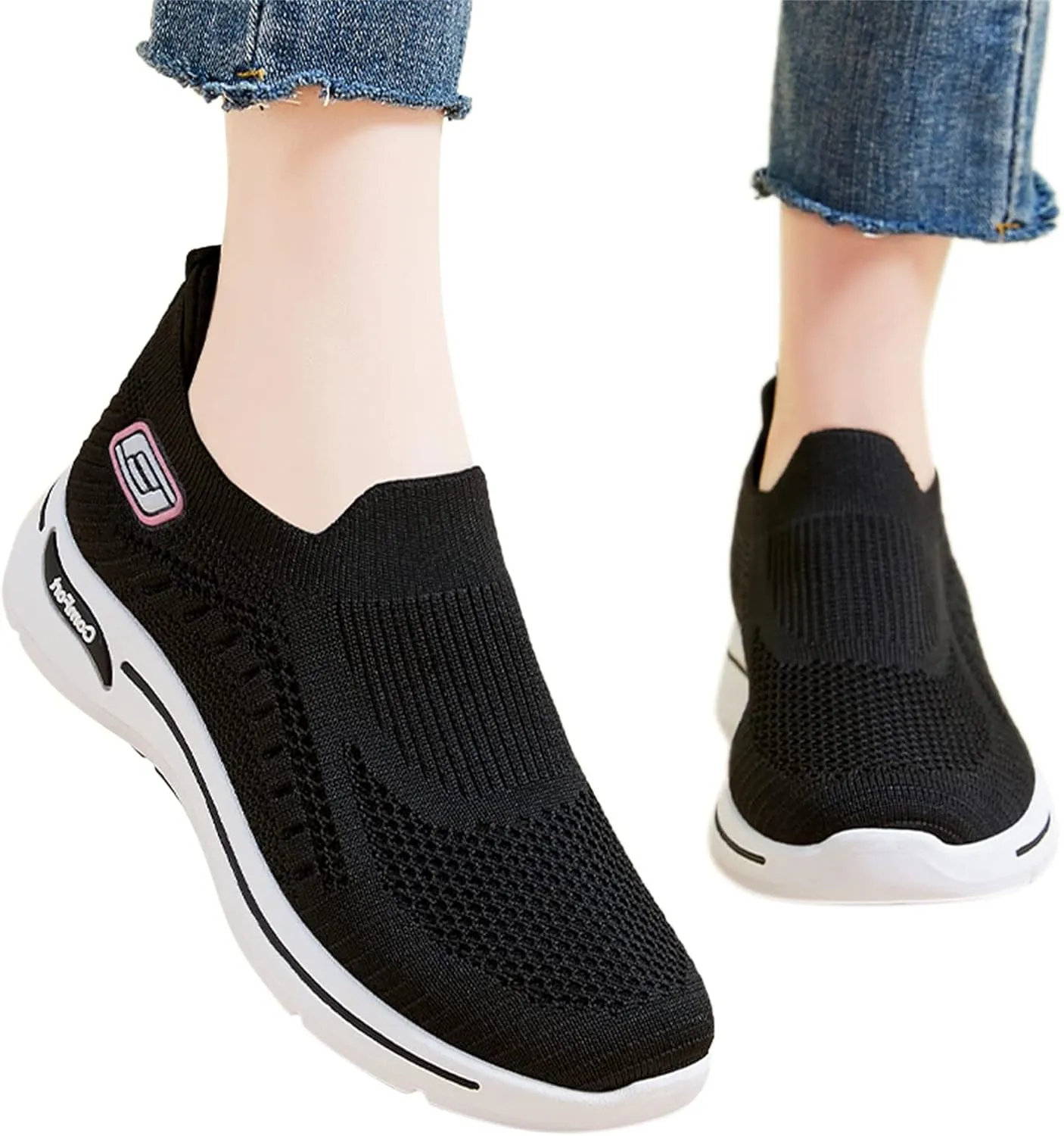 Orthopedic Shoes for Women Breathable Mesh Lightweight Mesh Casual Fashion Sneakers Wide Slip-on Tennis Shoes