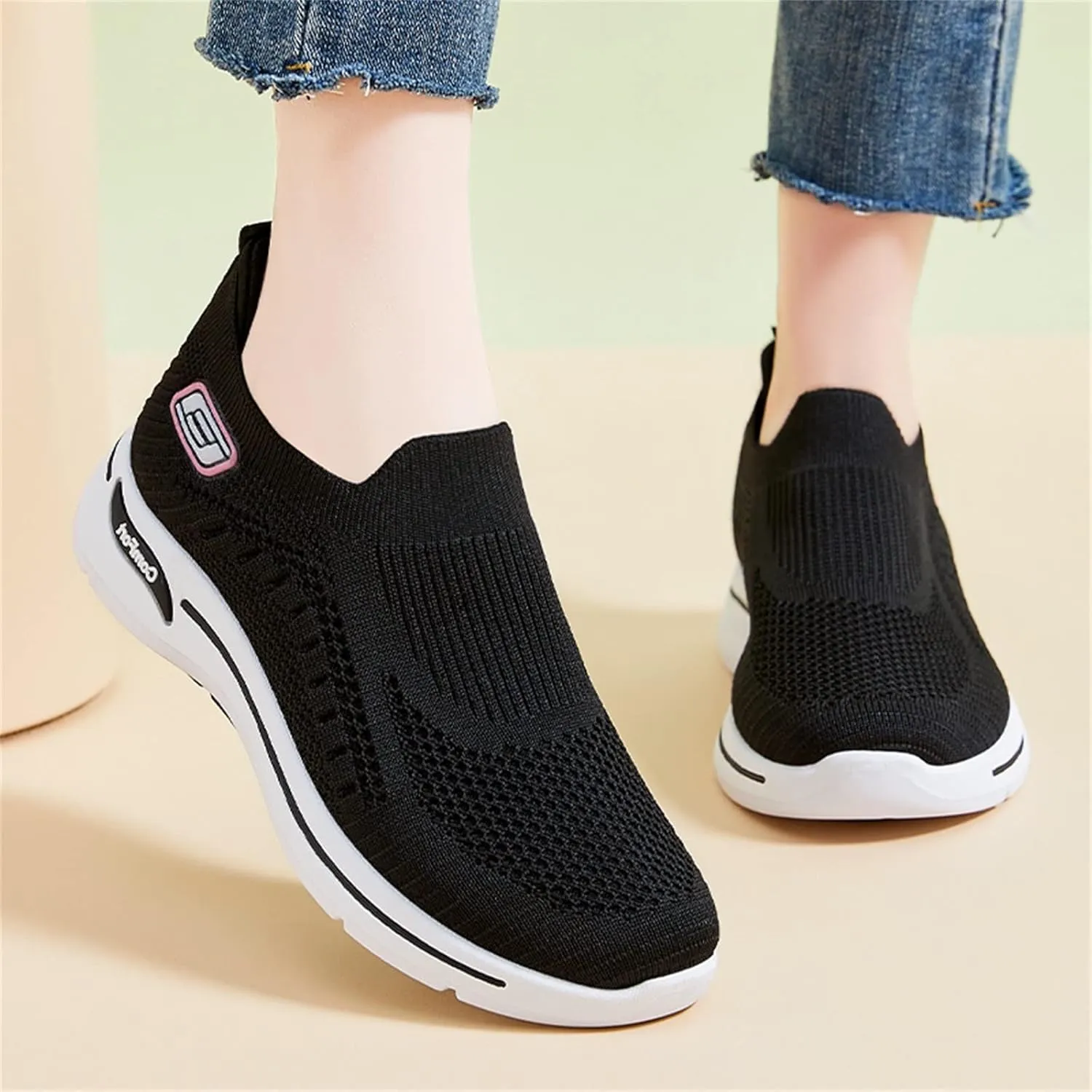 Orthopedic Shoes for Women Breathable Mesh Lightweight Mesh Casual Fashion Sneakers Wide Slip-on Tennis Shoes