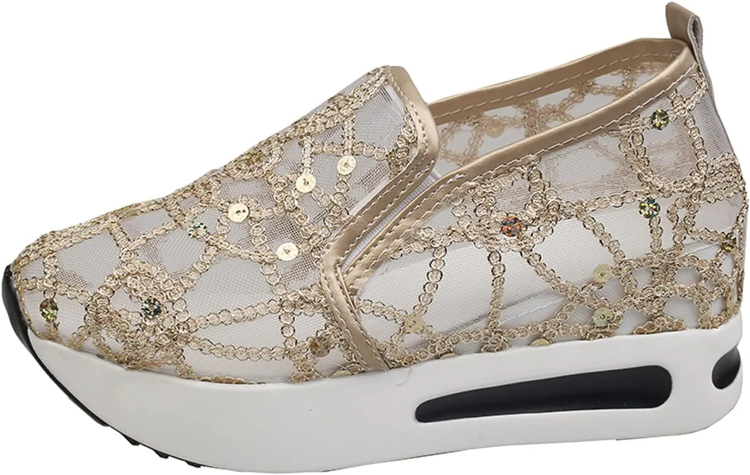 Orthopedic Shoes for Women Breathable Mesh Platform Wedge Comfy Flower Embroidered Mesh Air-Cushion Walking Sneakers