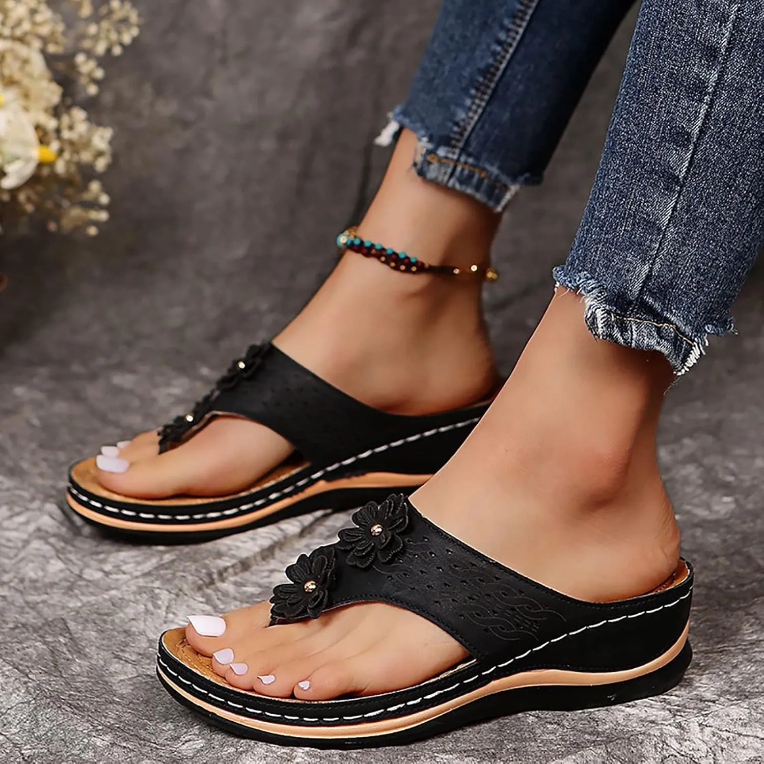 Orthopedic Slides for Women Arch Support Recovery Sandals Thick Cushion Yoga Mat Slip On Summer Casual Indoor Outdoor Shoes