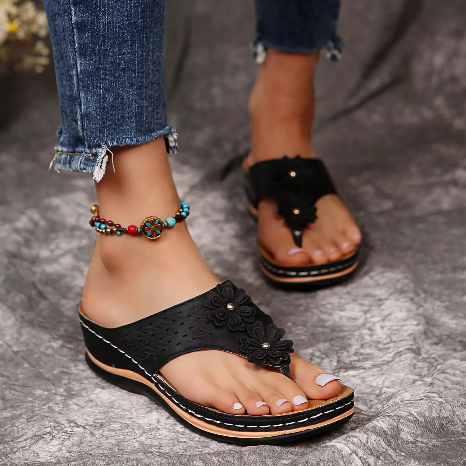 Orthopedic Slides for Women Arch Support Recovery Sandals Thick Cushion Yoga Mat Slip On Summer Casual Indoor Outdoor Shoes