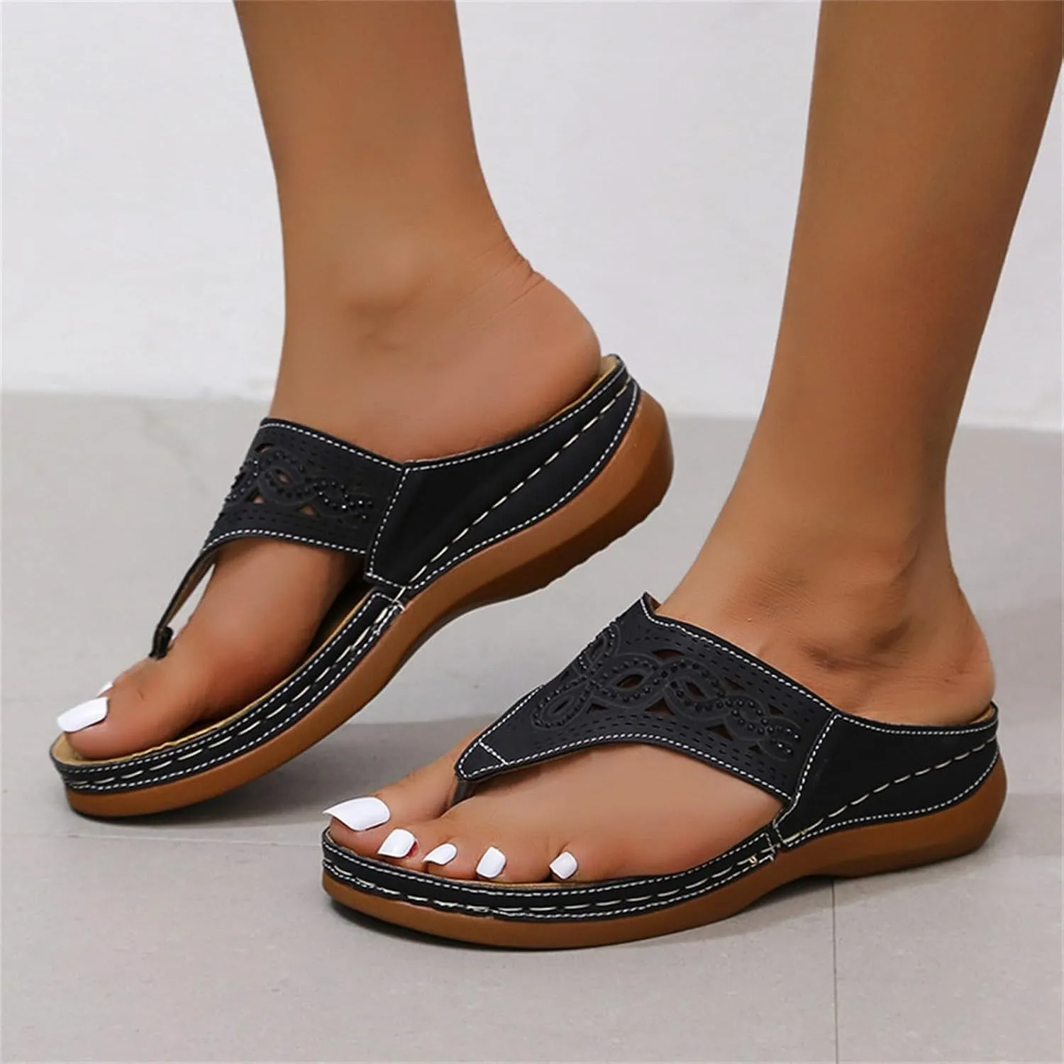Orthopedic Summer Sandals for Women with Arch Support Walking Shoes Comfortable Plantar Fasciitis Relief Adjustable Straps Lightweight Beach Casual Outdoor Slides