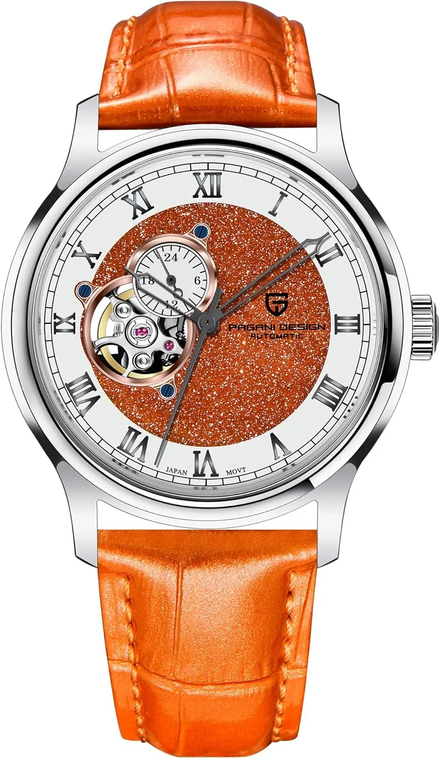 Pagani Design Men's Watch Roman Numeral Dial Stainless Steel Watch 100 Meters Waterproof Welf-Winding Watch NH39 Sports Sapphire Crystal Glass Leather Strap Luxury Men's Watch