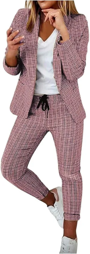Pants Suits for Women Dressy Business Casual Outfits Blazer Sets Pant Suits 2 Piece Set Work Outfits Office Clothing